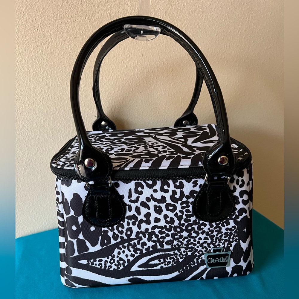 Caboodles Train Case Makeup Cosmetic Travel toiletries black white pink